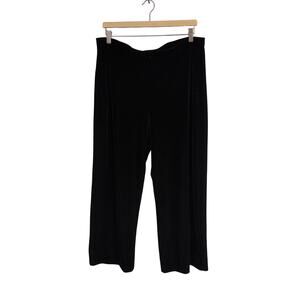 VTG DKNY Black Velvet Wide Leg Pants Pull On SZ LARGE Stretch Y2K Velvet Pants